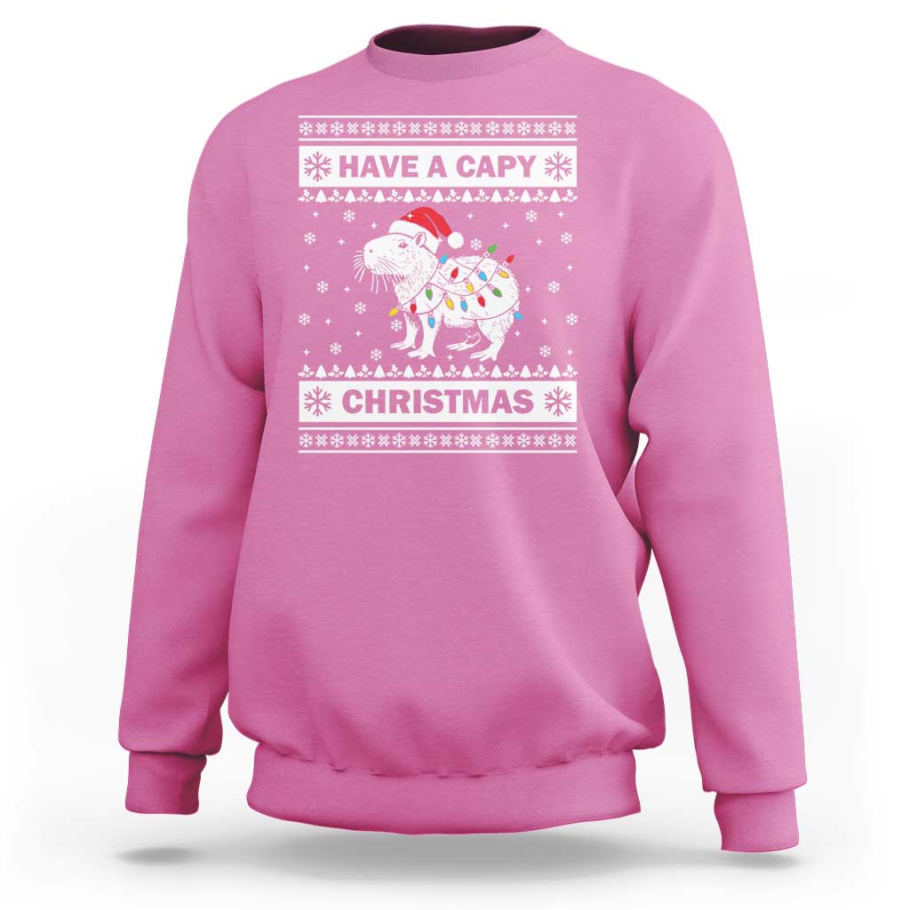Funny Capybara Christmas Sweatshirt Have A Capy Christmas Light - Wonder Print Shop