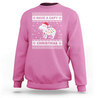 Funny Capybara Christmas Sweatshirt Have A Capy Christmas Light - Wonder Print Shop