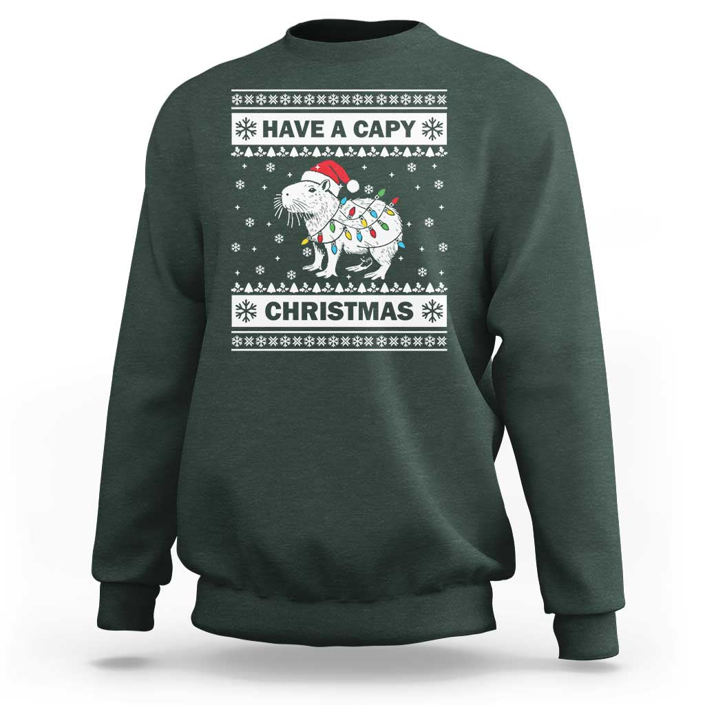 Funny Capybara Christmas Sweatshirt Have A Capy Christmas Light - Wonder Print Shop