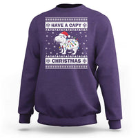 Funny Capybara Christmas Sweatshirt Have A Capy Christmas Light - Wonder Print Shop