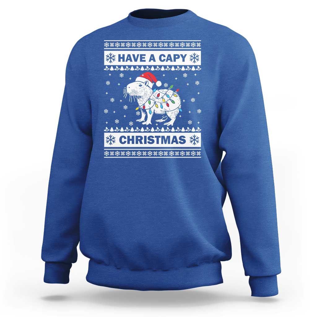 Funny Capybara Christmas Sweatshirt Have A Capy Christmas Light - Wonder Print Shop