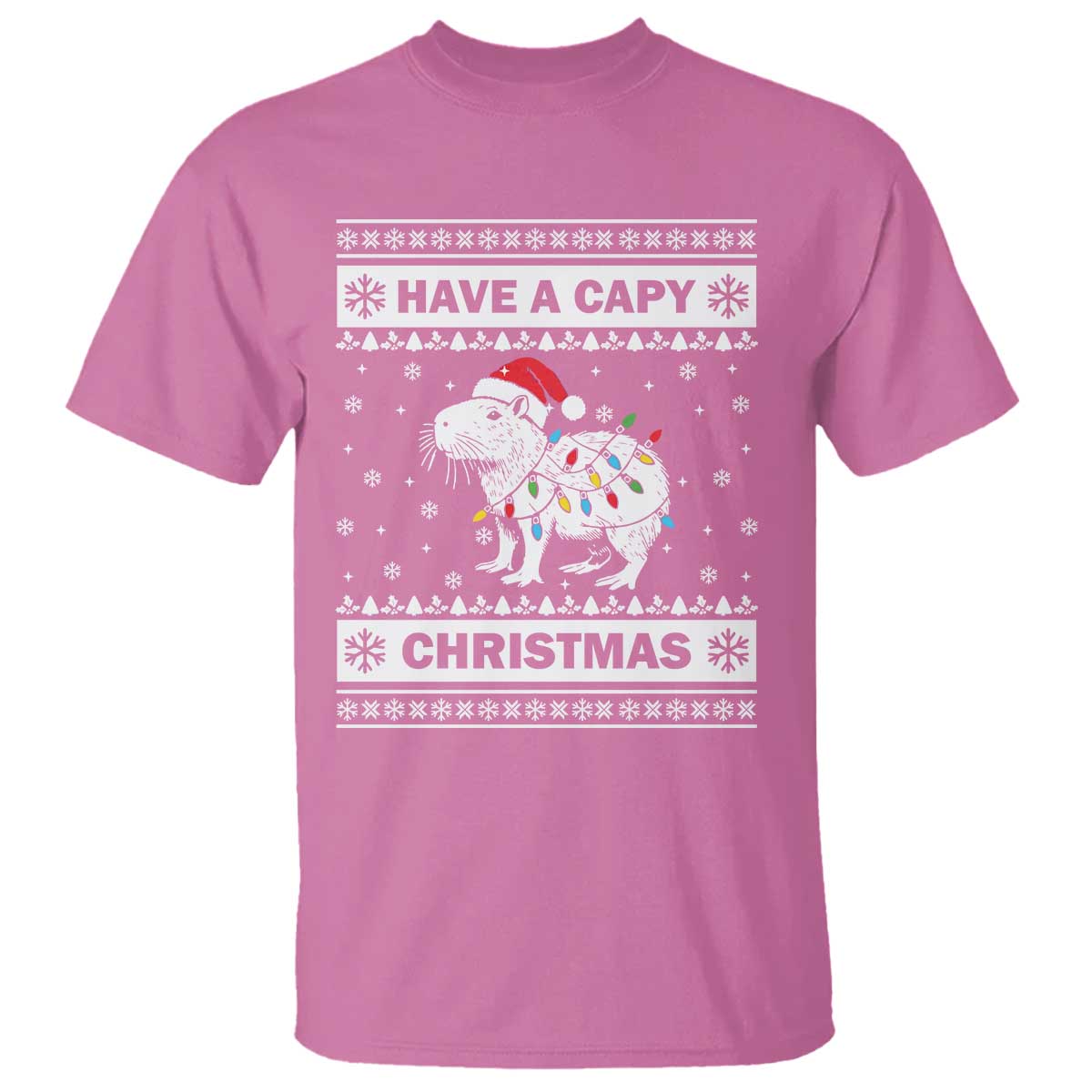 Funny Capybara Christmas T Shirt Have A Capy Christmas Light - Wonder Print Shop