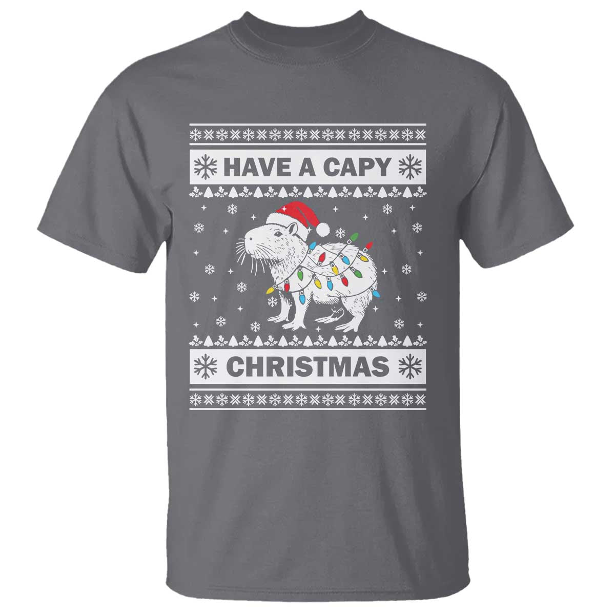 Funny Capybara Christmas T Shirt Have A Capy Christmas Light - Wonder Print Shop
