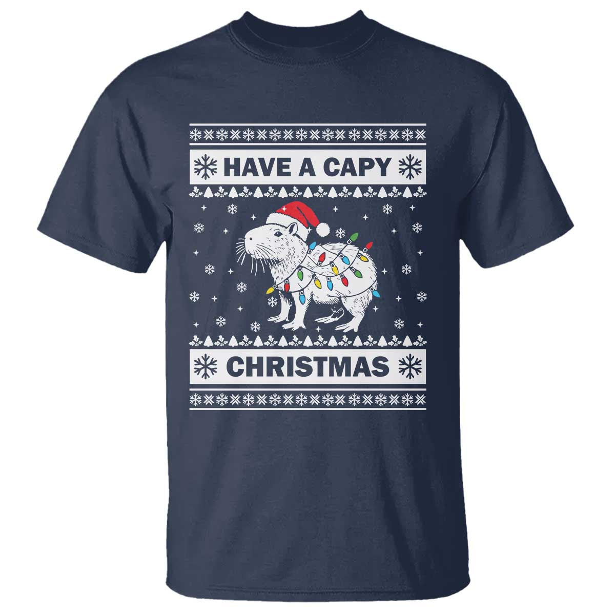 Funny Capybara Christmas T Shirt Have A Capy Christmas Light - Wonder Print Shop