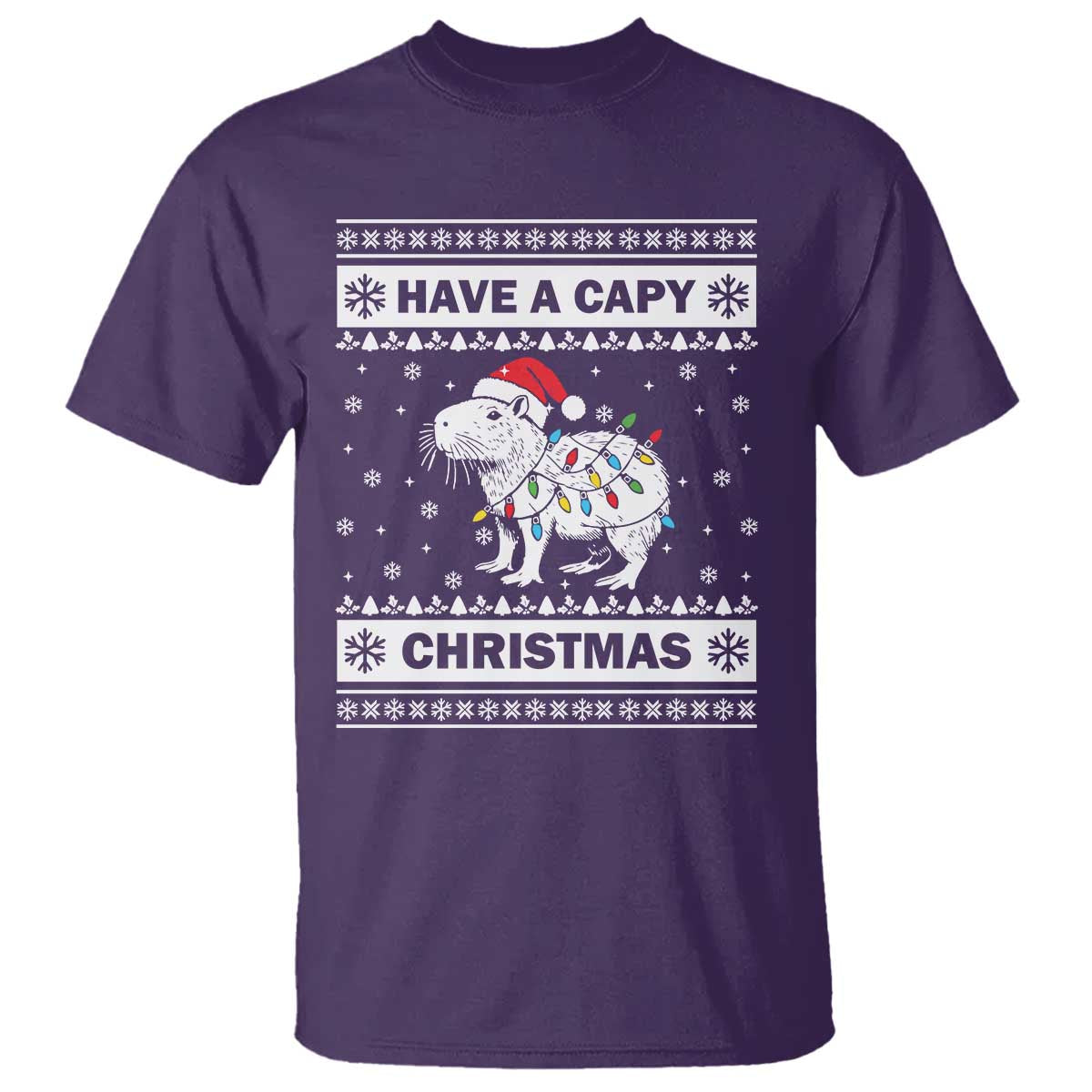 Funny Capybara Christmas T Shirt Have A Capy Christmas Light - Wonder Print Shop
