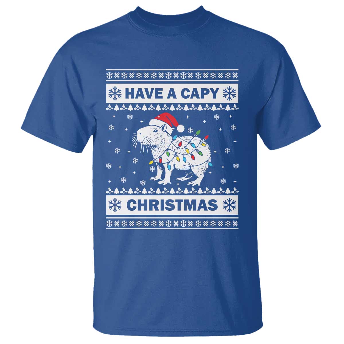 Funny Capybara Christmas T Shirt Have A Capy Christmas Light - Wonder Print Shop