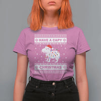 Funny Capybara Christmas T Shirt For Women Have A Capy Christmas Light - Wonder Print Shop