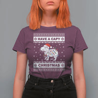 Funny Capybara Christmas T Shirt For Women Have A Capy Christmas Light - Wonder Print Shop