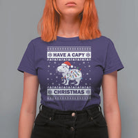 Funny Capybara Christmas T Shirt For Women Have A Capy Christmas Light - Wonder Print Shop