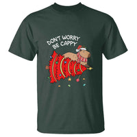 Funny Capybara Christmas T Shirt Don't Worry Be Capy - Wonder Print Shop