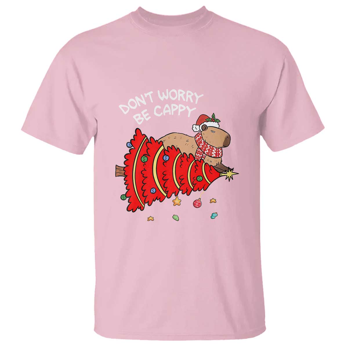 Funny Capybara Christmas T Shirt Don't Worry Be Capy - Wonder Print Shop