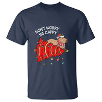 Funny Capybara Christmas T Shirt Don't Worry Be Capy - Wonder Print Shop