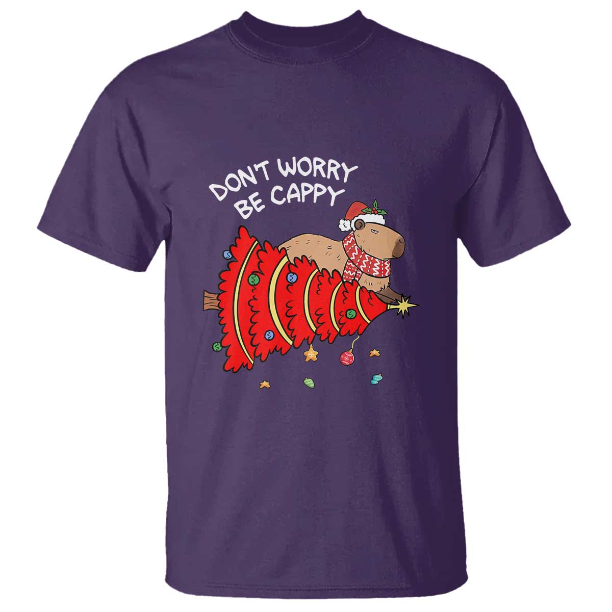 Funny Capybara Christmas T Shirt Don't Worry Be Capy - Wonder Print Shop
