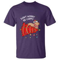 Funny Capybara Christmas T Shirt Don't Worry Be Capy - Wonder Print Shop