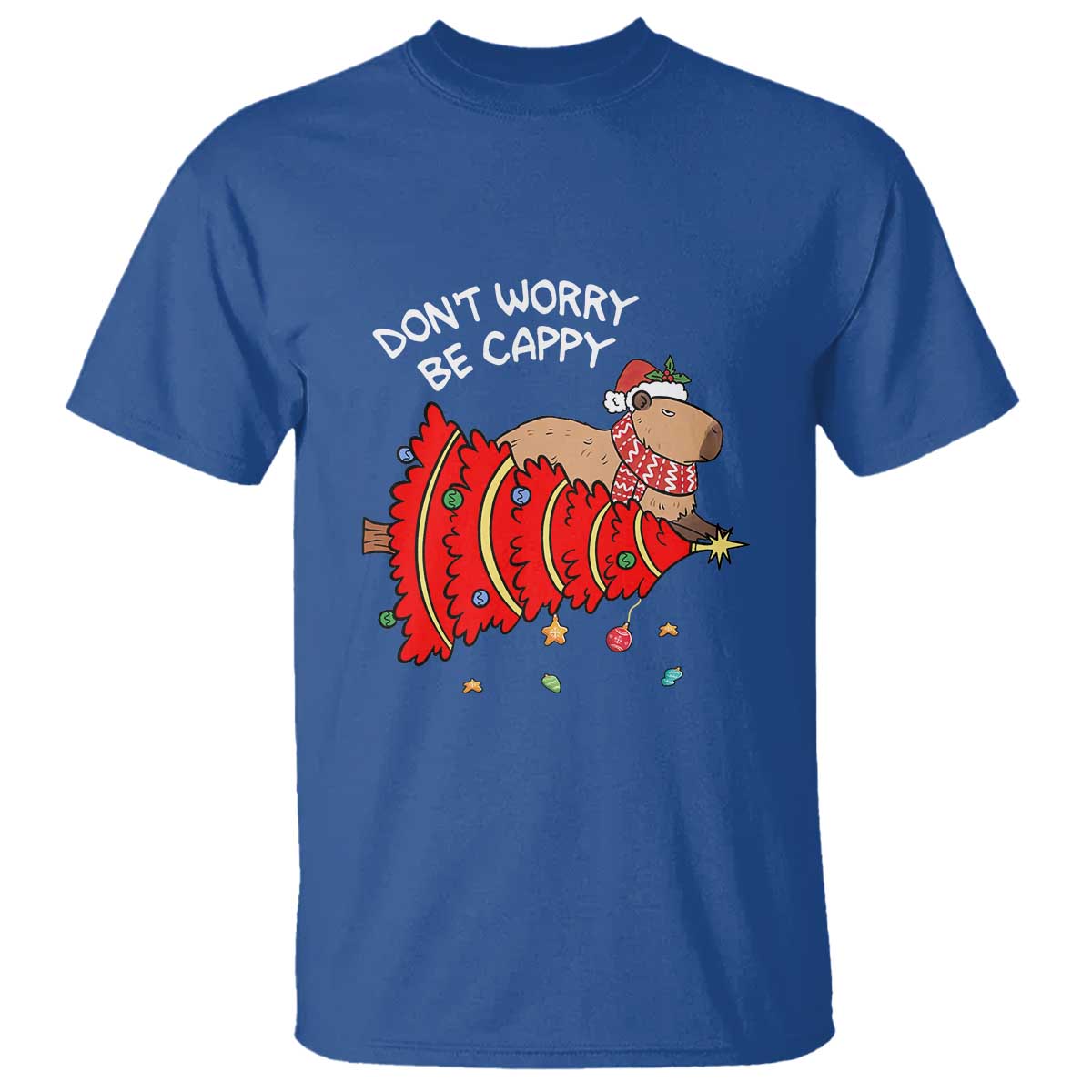Funny Capybara Christmas T Shirt Don't Worry Be Capy - Wonder Print Shop