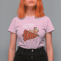 Funny Capybara Christmas T Shirt For Women Don't Worry Be Capy - Wonder Print Shop