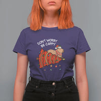 Funny Capybara Christmas T Shirt For Women Don't Worry Be Capy - Wonder Print Shop