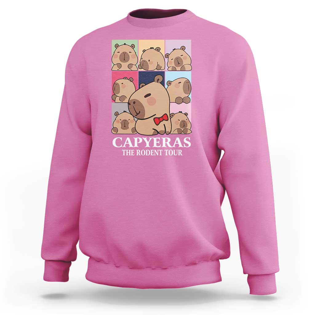 Funny Capybara Christmas Sweatshirt Capyeras The Rodent Tour - Wonder Print Shop