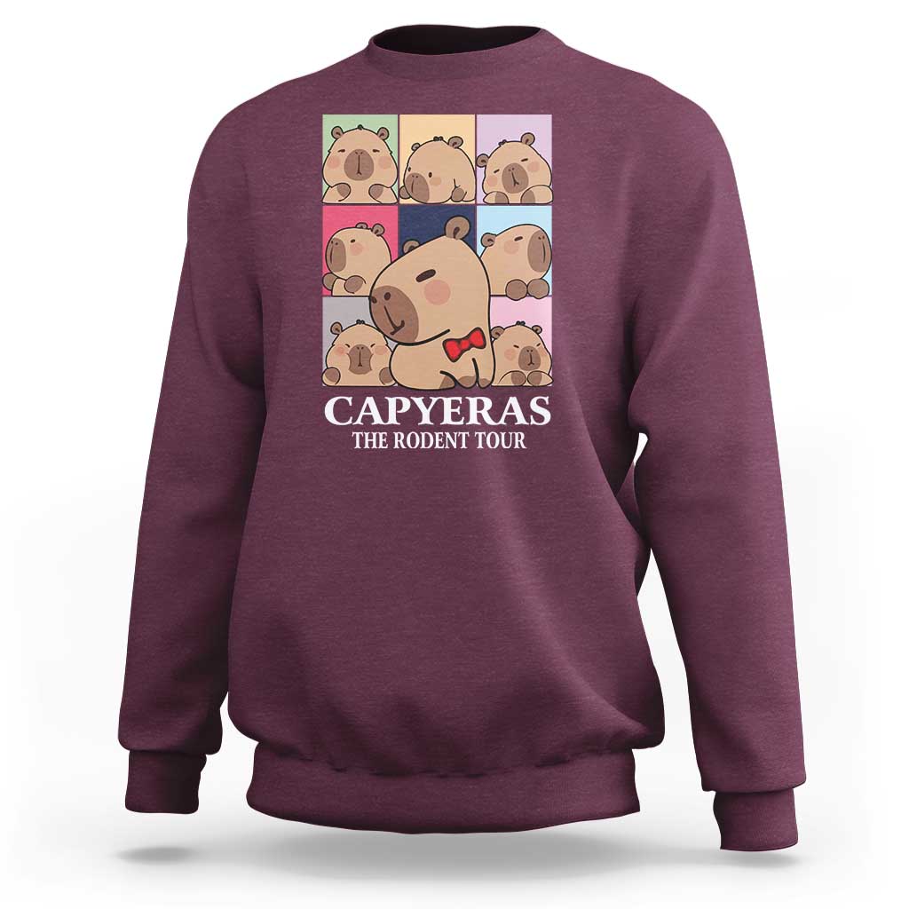 Funny Capybara Christmas Sweatshirt Capyeras The Rodent Tour - Wonder Print Shop
