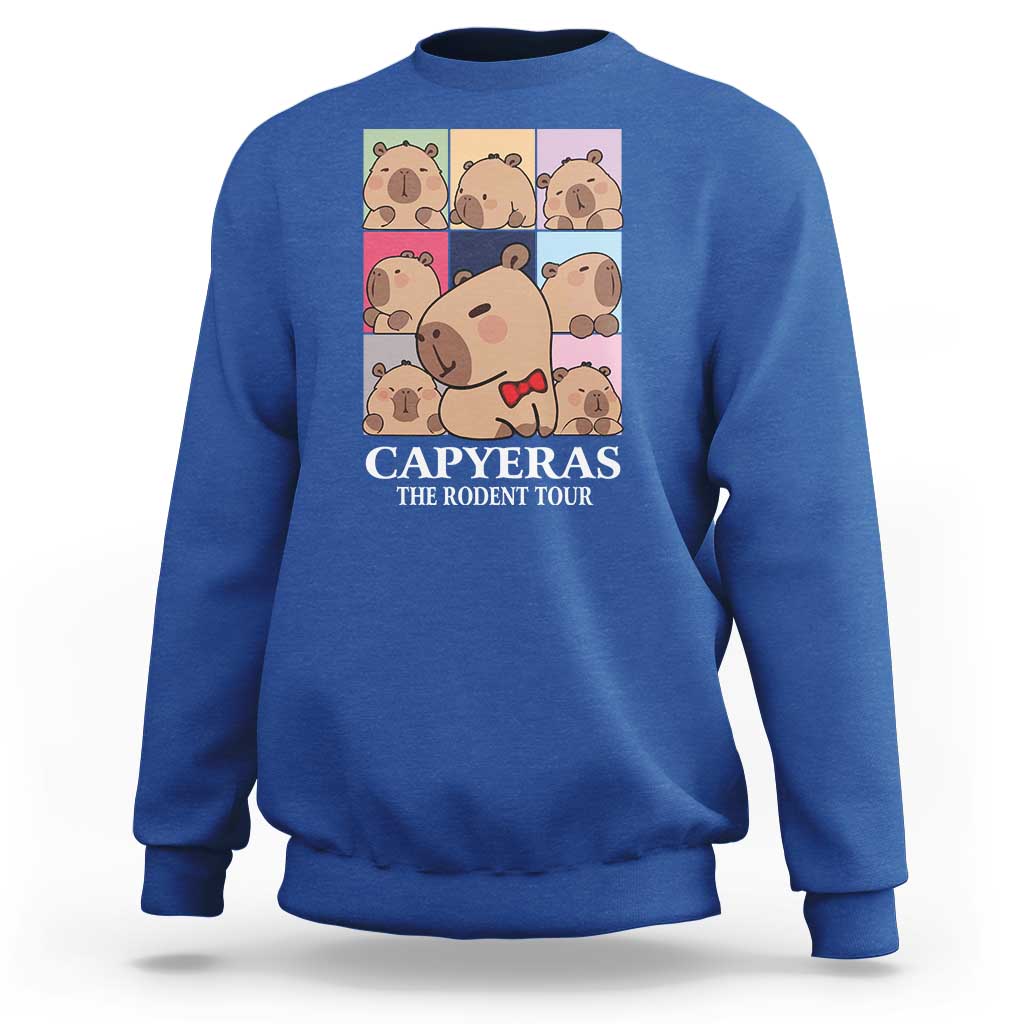 Funny Capybara Christmas Sweatshirt Capyeras The Rodent Tour - Wonder Print Shop