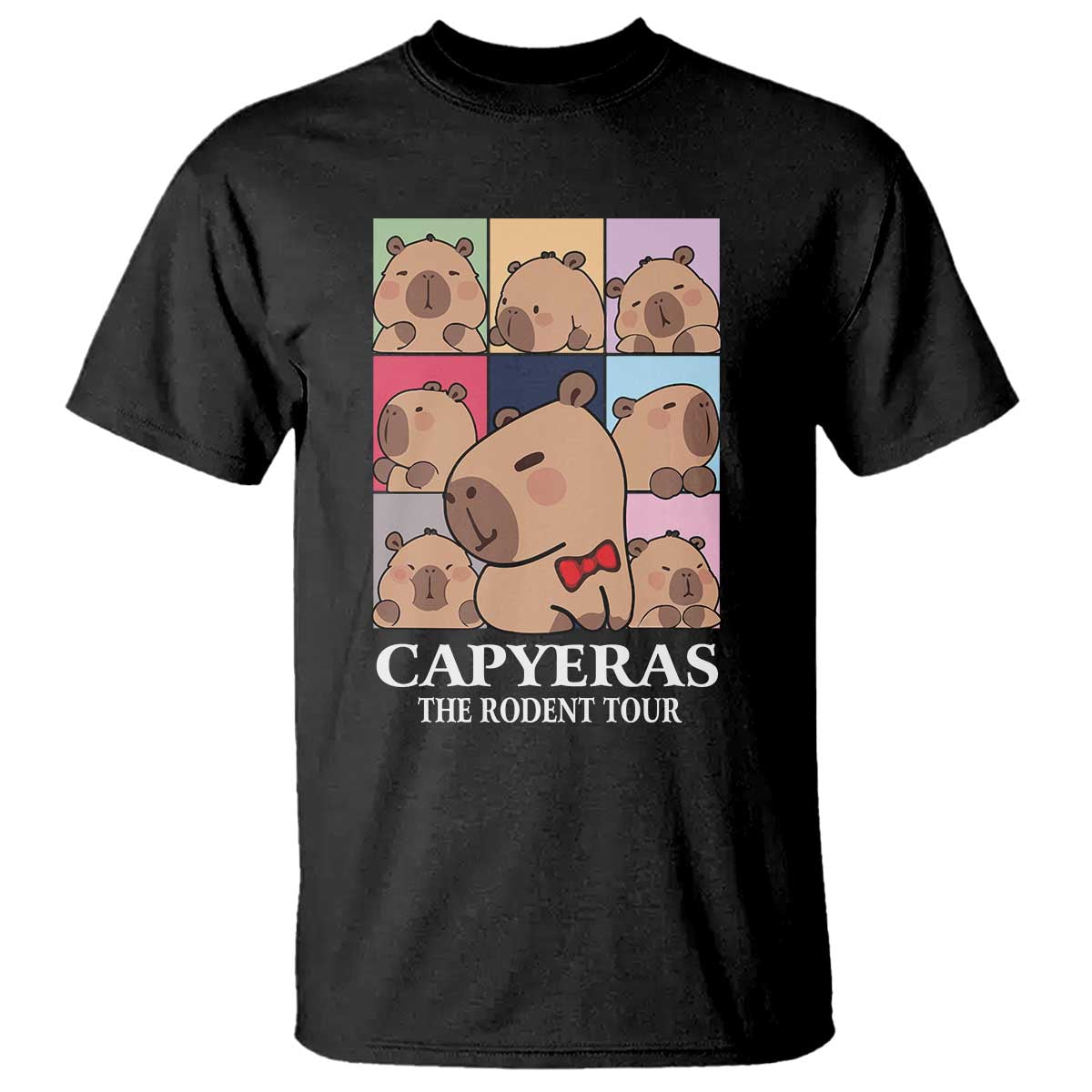 Funny Capybara Christmas T Shirt Capyeras The Rodent Tour - Wonder Print Shop