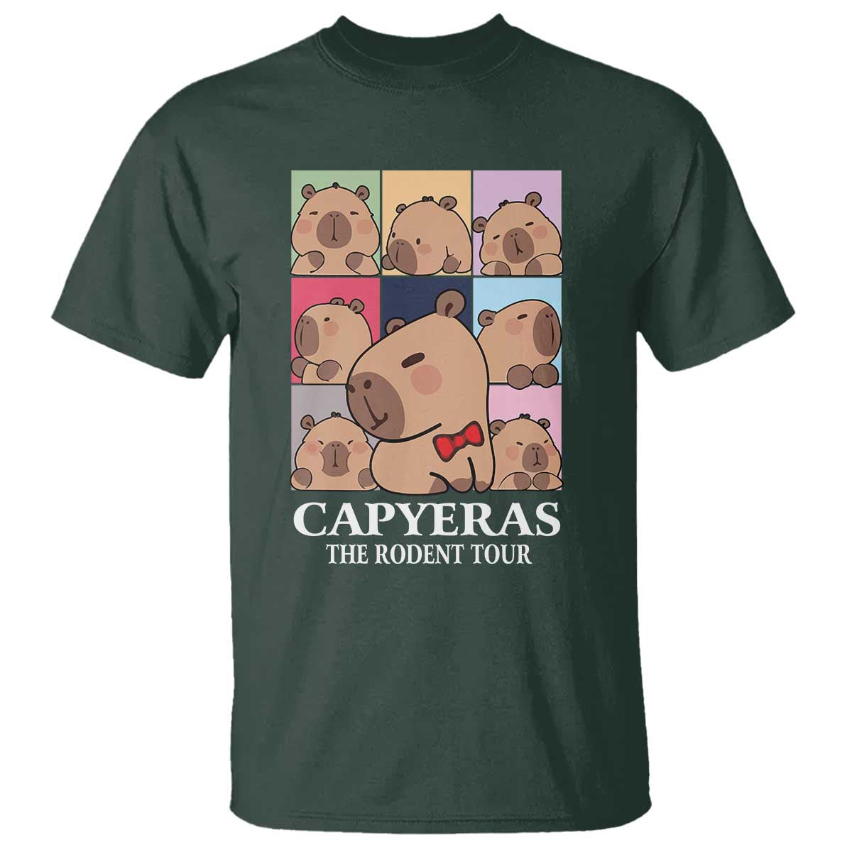 Funny Capybara Christmas T Shirt Capyeras The Rodent Tour - Wonder Print Shop