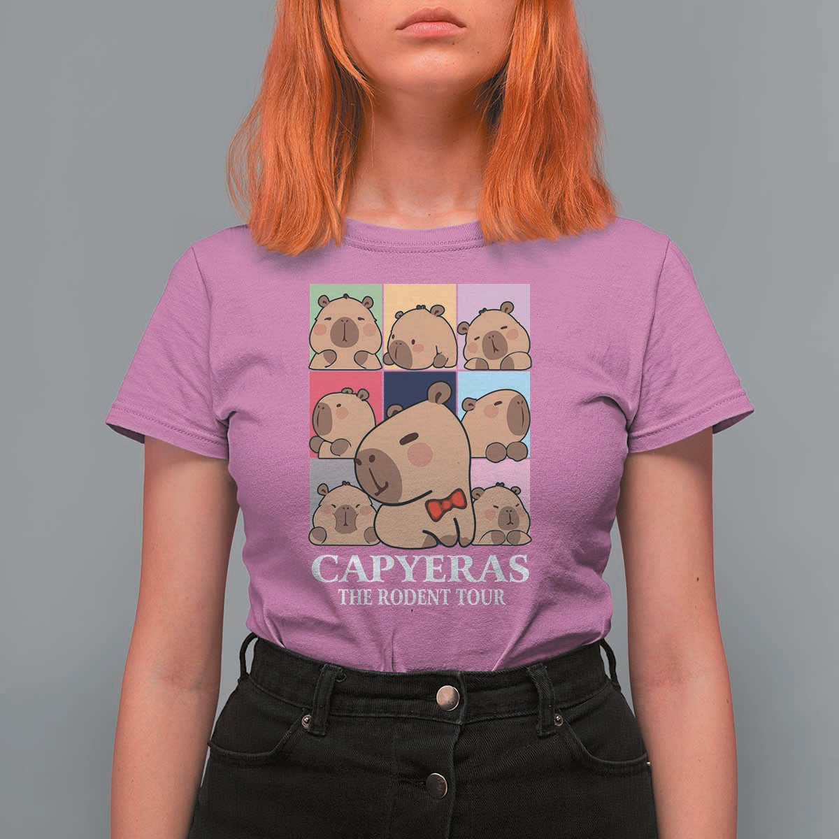 Funny Capybara Christmas T Shirt For Women Capyeras The Rodent Tour - Wonder Print Shop