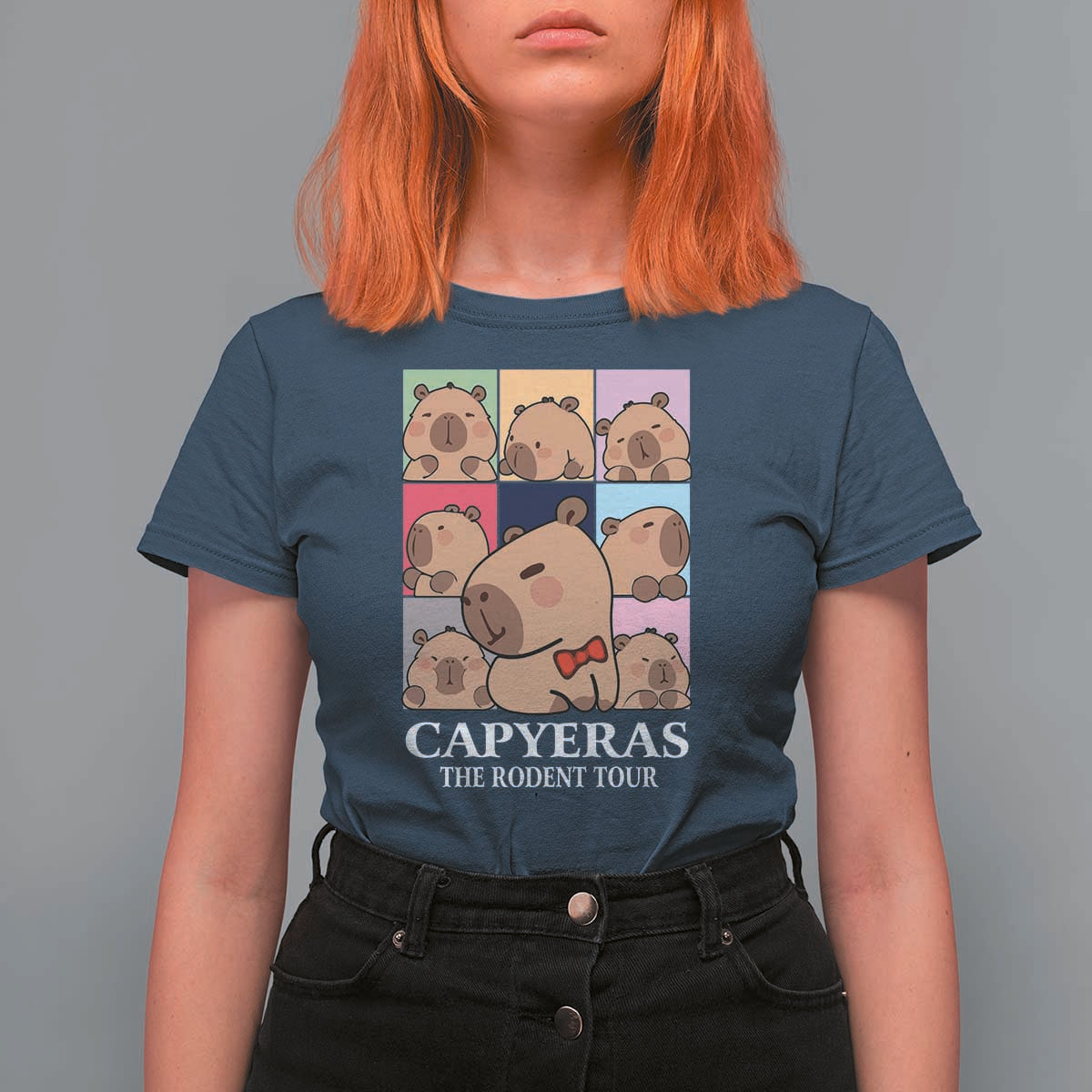 Funny Capybara Christmas T Shirt For Women Capyeras The Rodent Tour - Wonder Print Shop