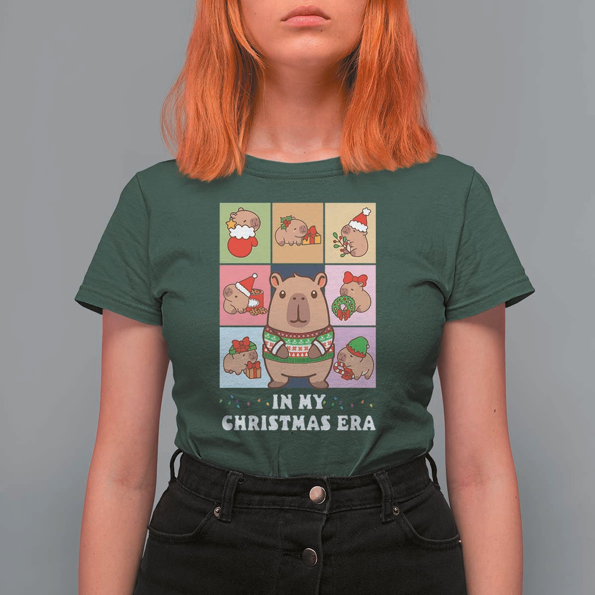 Funny Capybara Christmas T Shirt For Women In My Christmas Era - Wonder Print Shop