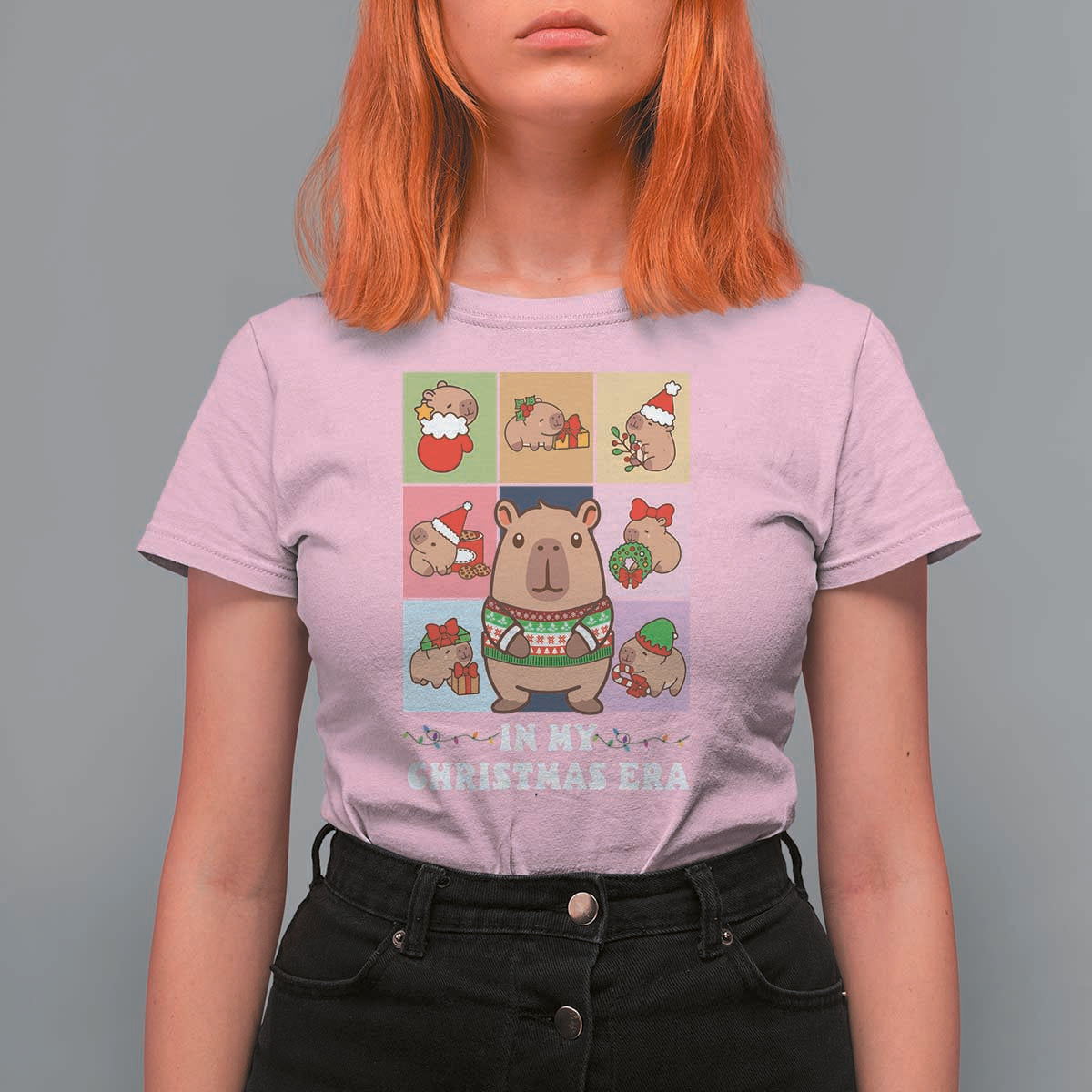 Funny Capybara Christmas T Shirt For Women In My Christmas Era - Wonder Print Shop