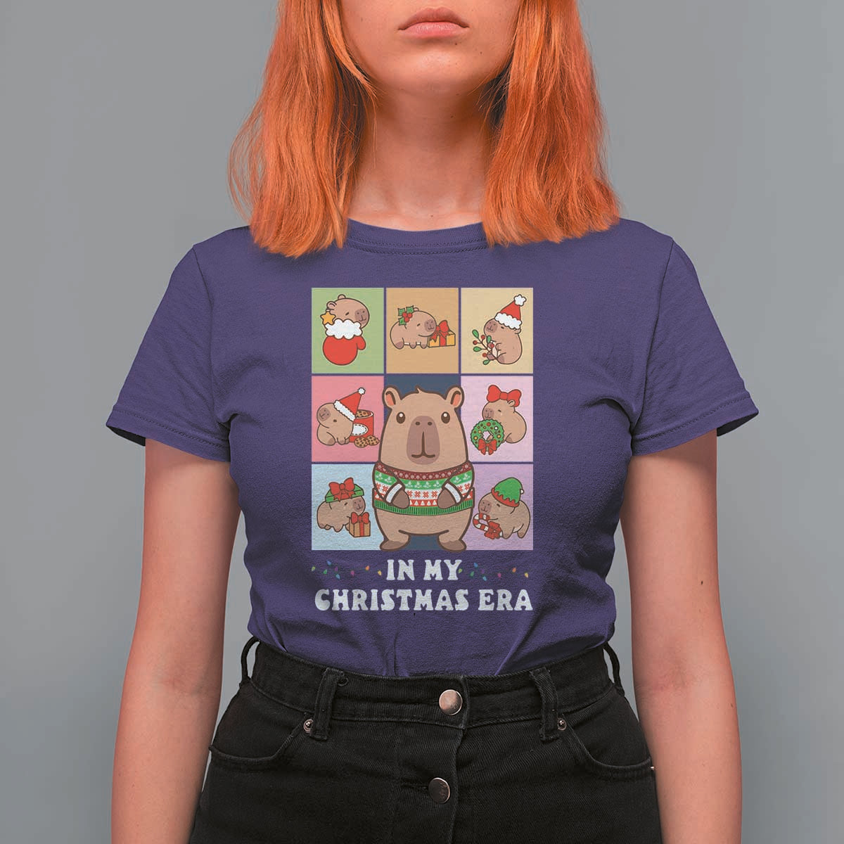 Funny Capybara Christmas T Shirt For Women In My Christmas Era - Wonder Print Shop