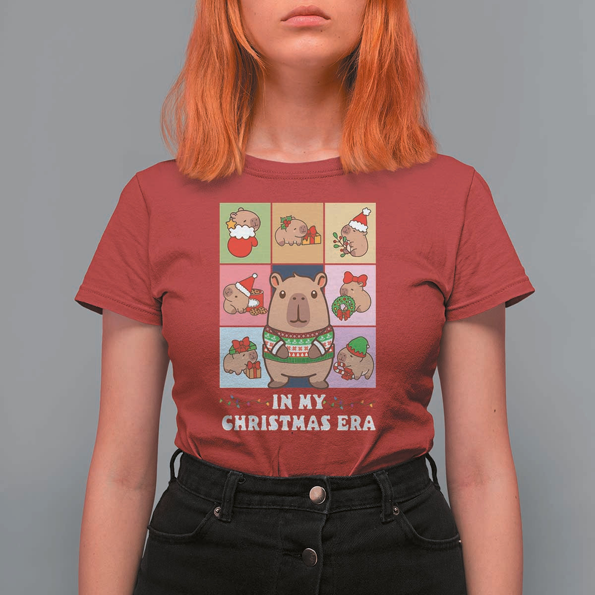 Funny Capybara Christmas T Shirt For Women In My Christmas Era - Wonder Print Shop