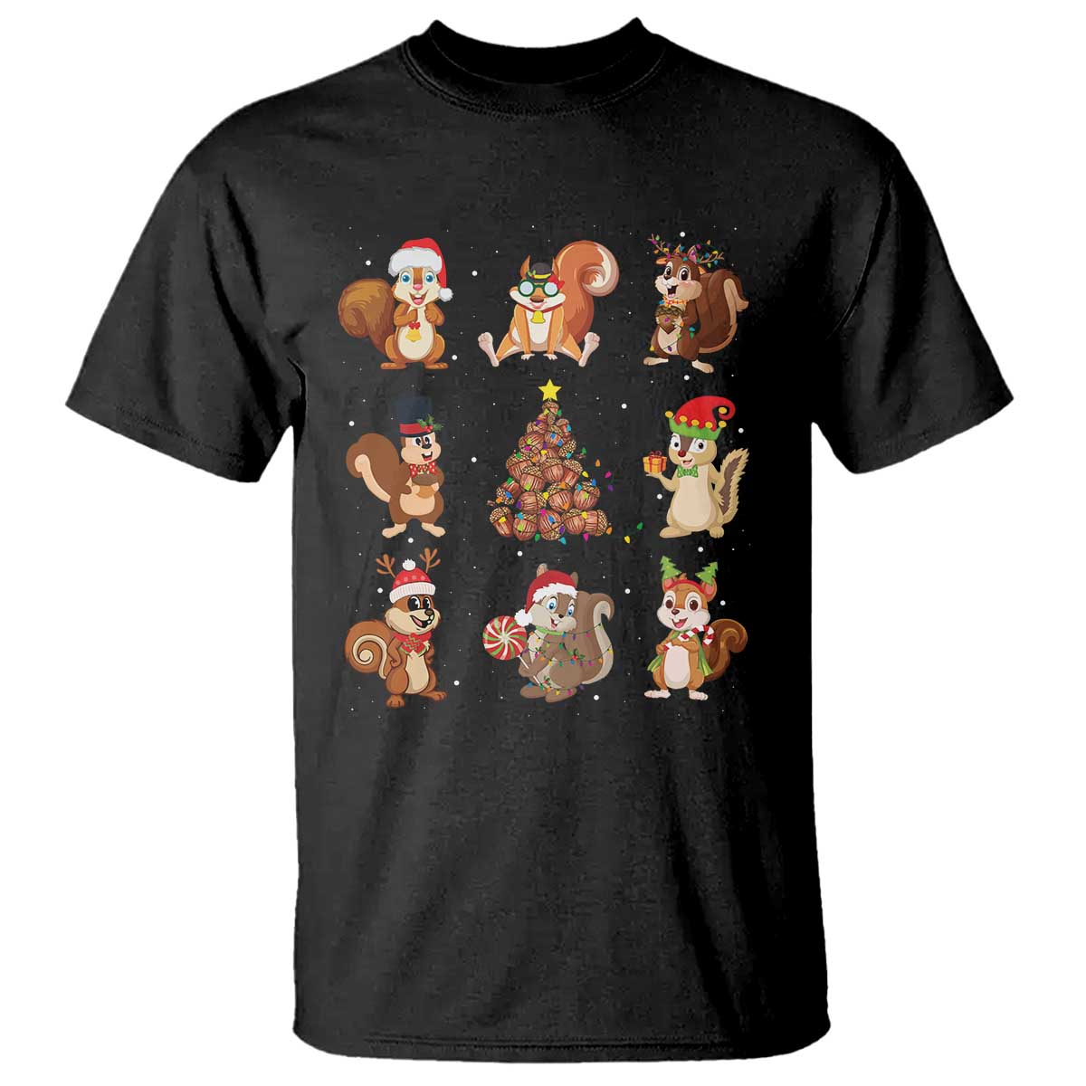 Funny Squirrel Christmas Santa Reindeer T Shirt - Wonder Print Shop
