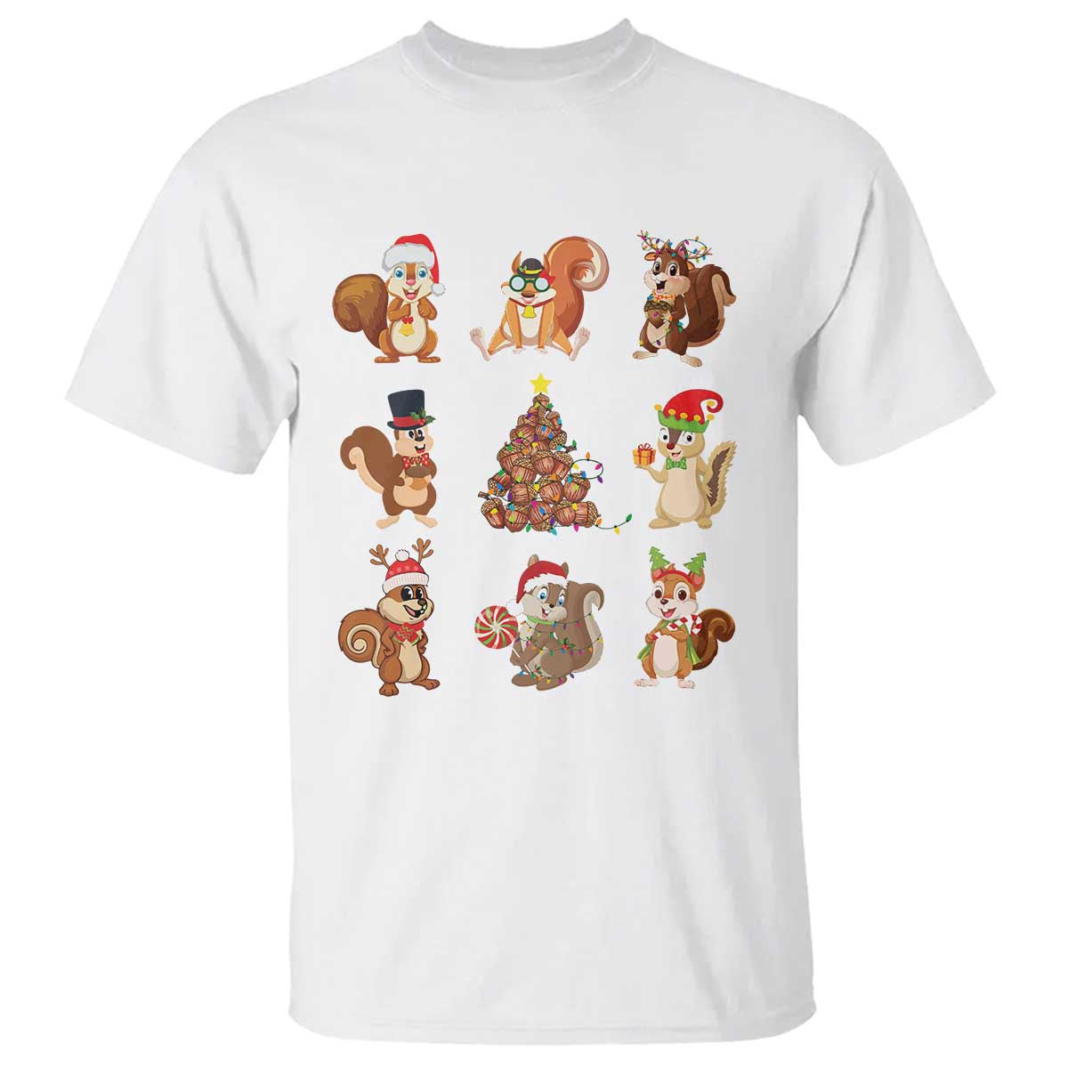 Funny Squirrel Christmas Santa Reindeer T Shirt - Wonder Print Shop