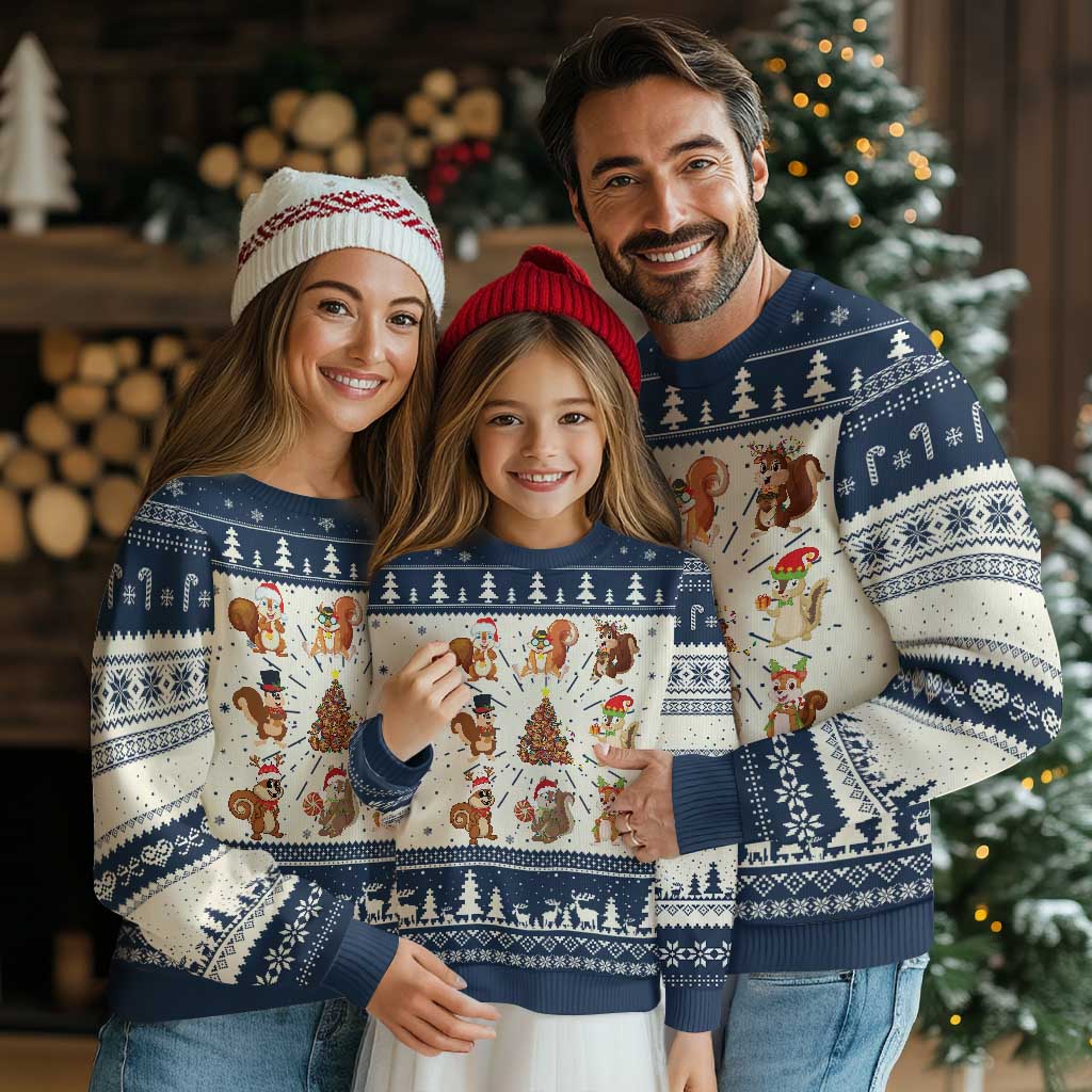 Funny Squirrel Xmas Santa Reindeer Ugly Christmas Sweater - Wonder Print Shop