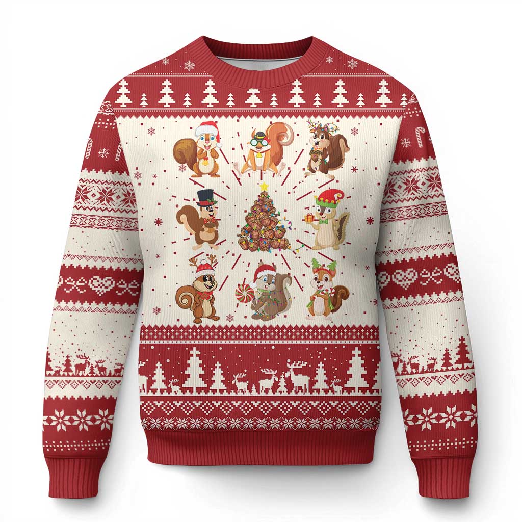 Funny Squirrel Xmas Santa Reindeer Ugly Christmas Sweater - Wonder Print Shop