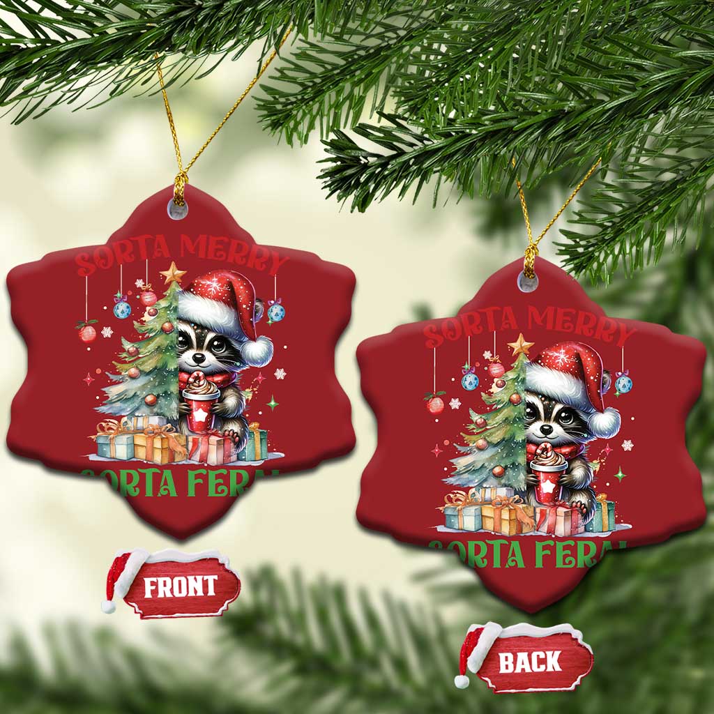 Funny Xmas Raccoon Christmas Ornament Sorta Merry Sorta Feral Merry Trashmas - Wonder Print Shop