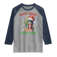 Funny Christmas Raccoon Raglan Shirt Sorta Merry Sorta Feral Merry Trashmas