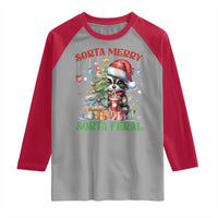 Funny Christmas Raccoon Raglan Shirt Sorta Merry Sorta Feral Merry Trashmas