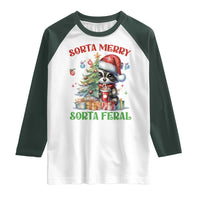 Funny Christmas Raccoon Raglan Shirt Sorta Merry Sorta Feral Merry Trashmas