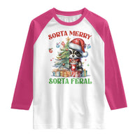 Funny Christmas Raccoon Raglan Shirt Sorta Merry Sorta Feral Merry Trashmas