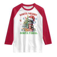 Funny Christmas Raccoon Raglan Shirt Sorta Merry Sorta Feral Merry Trashmas