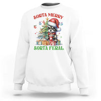 Funny Christmas Raccoon Sweatshirt Sorta Merry Sorta Feral Merry Trashmas - Wonder Print Shop