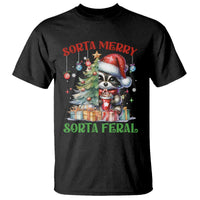Funny Christmas Raccoon T Shirt Sorta Merry Sorta Feral Merry Trashmas - Wonder Print Shop
