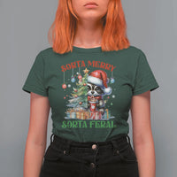 Funny Christmas Raccoon T Shirt For Women Sorta Merry Sorta Feral Merry Trashmas - Wonder Print Shop