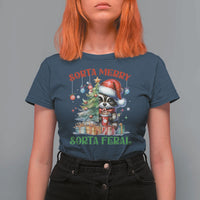 Funny Christmas Raccoon T Shirt For Women Sorta Merry Sorta Feral Merry Trashmas - Wonder Print Shop