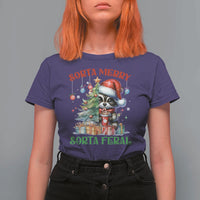 Funny Christmas Raccoon T Shirt For Women Sorta Merry Sorta Feral Merry Trashmas - Wonder Print Shop