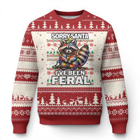 Funny Xmas Raccoon Ugly Christmas Sweater Sorry Santa I've Been Feral - Wonder Print Shop