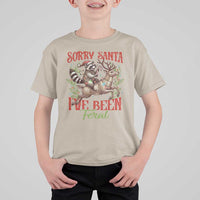 Funny Christmas Raccoon T Shirt For Kid Sorry Santa I've Been Feral Reindeer - Wonder Print Shop