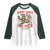 Funny Christmas Raccoon Raglan Shirt Sorry Santa I've Been Feral Reindeer